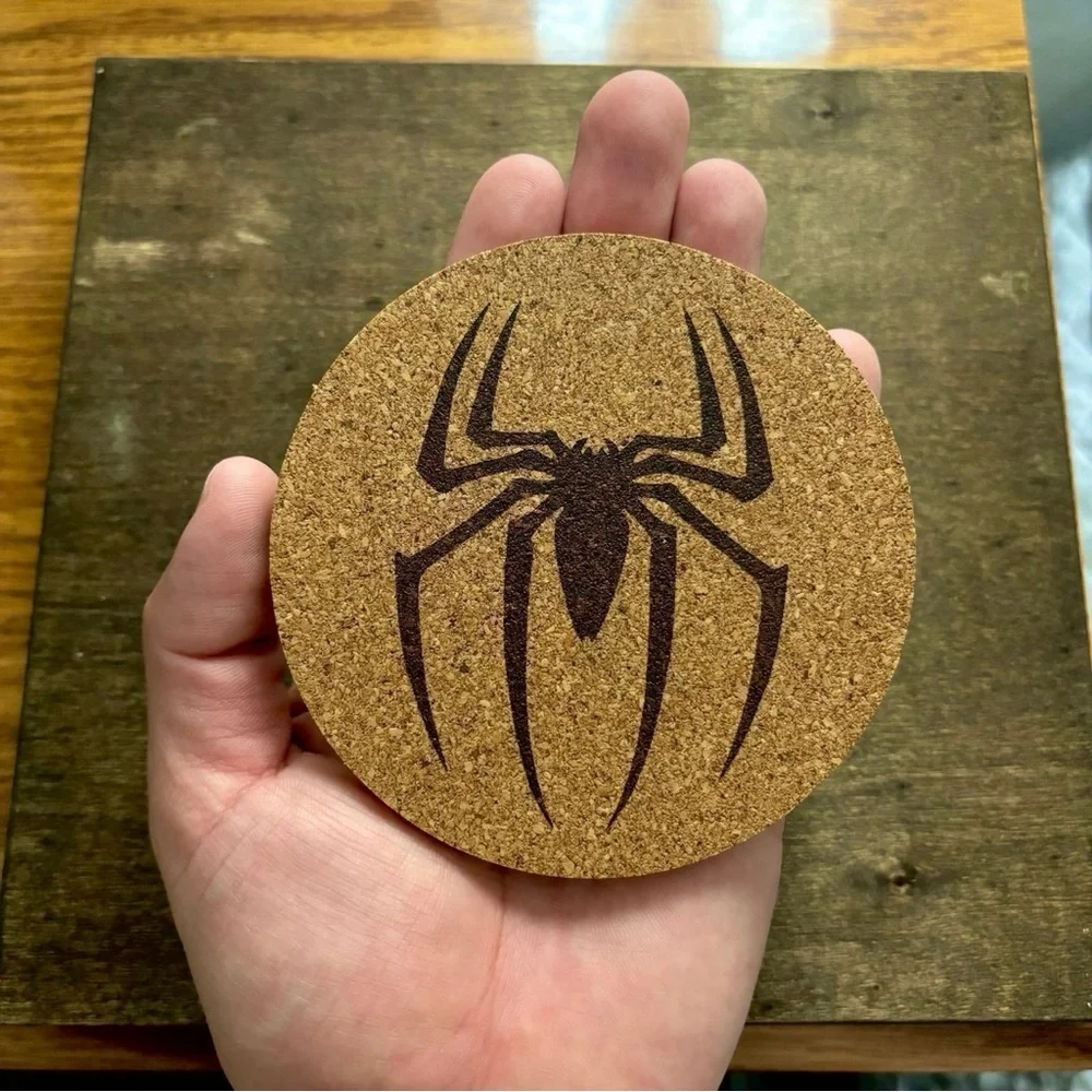 Spider-Man Tobey Maguire Logo Laser Engraved Cork Coaster